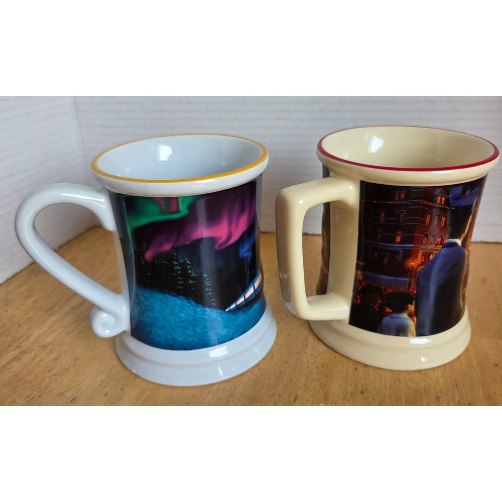 Warner Bros. The Polar Express Movie Train Ride 3D Embossed Ceramic Mug Set of 2 - Picture 7 of 16